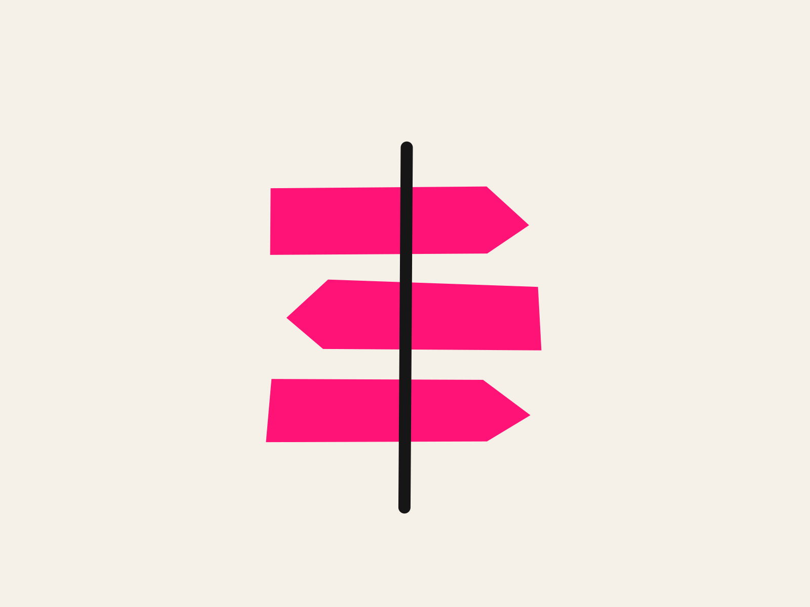A pink signpost with three boards pointing in different directions, representing alternatives to MagicSchool