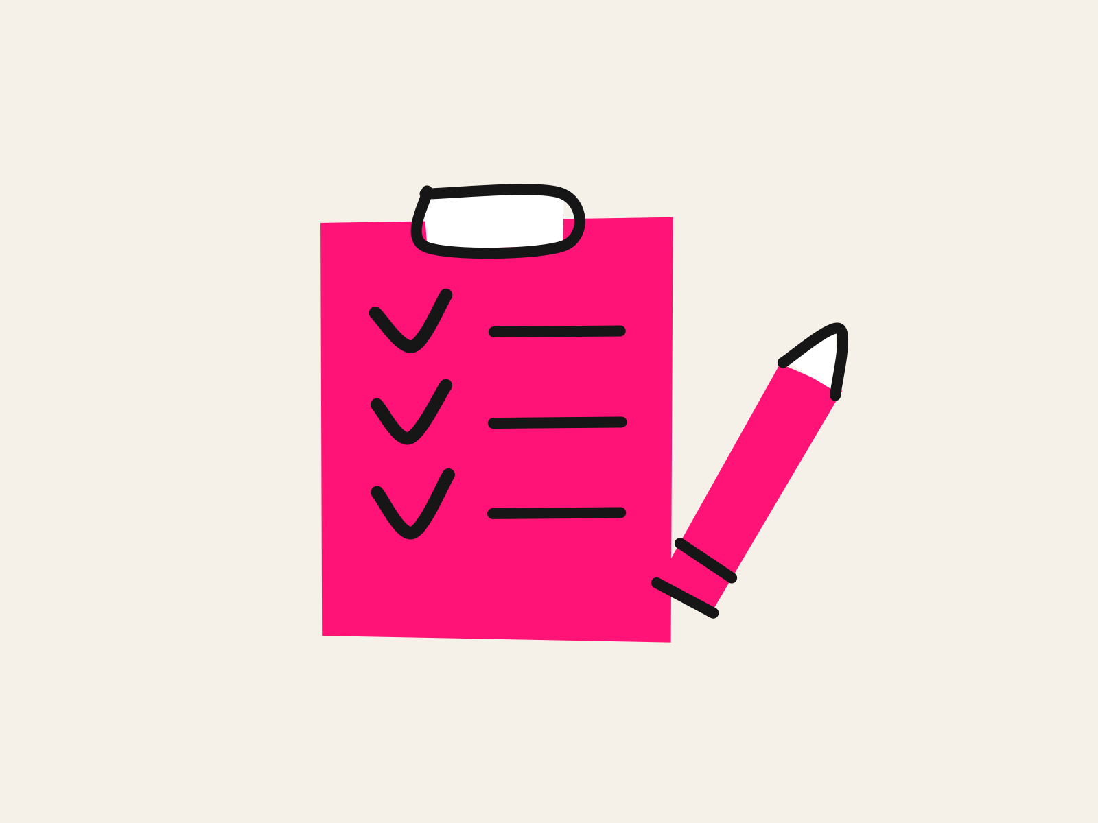 A pink clipboard with ticked lines and a pencil, representing AI tools for writing IEPs